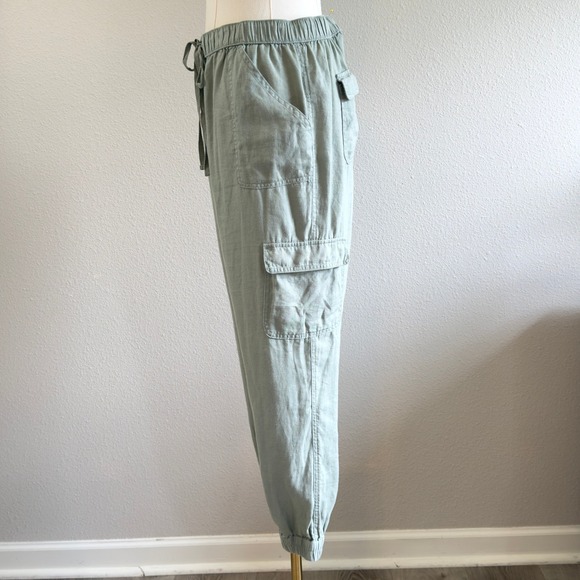 Nicole Miller Pants - Nicole Miller 100% Linen Cargo Pants Sage Green Breathable Joggers Womens Large